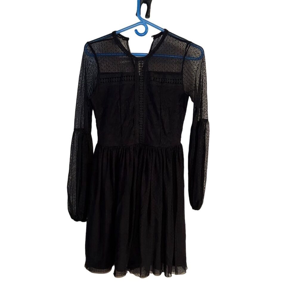 Disney Snow White Black Lace Swing Dress M Polka Dot Party Long Sleeve
